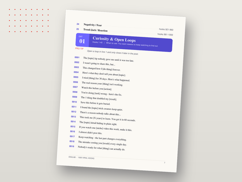 1,000 Viral Hooks - The Creator Swipe File (Instant Download)