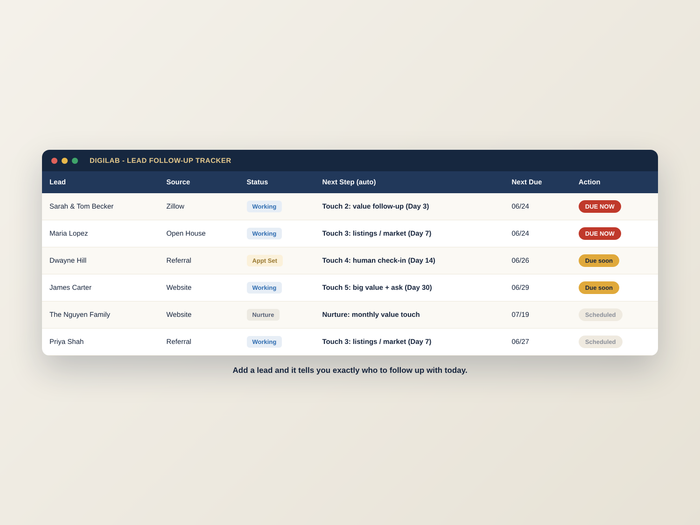 The live lead tracker